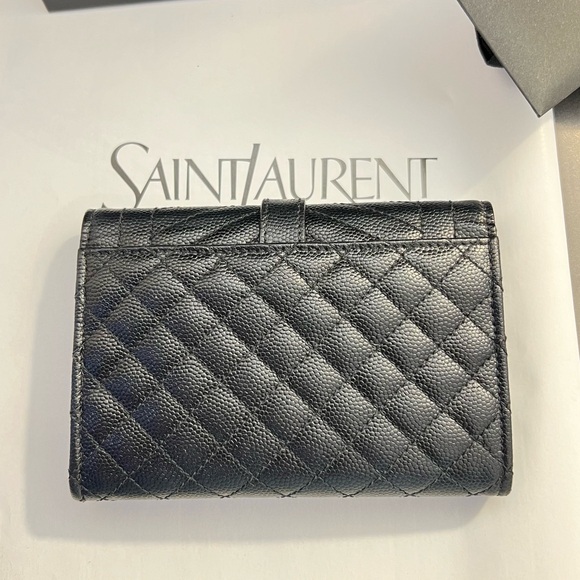 Auth YSL Wallet • Yves Saint Laurent Flap Wallet in Black Leather Authentic - Picture 6 of 14